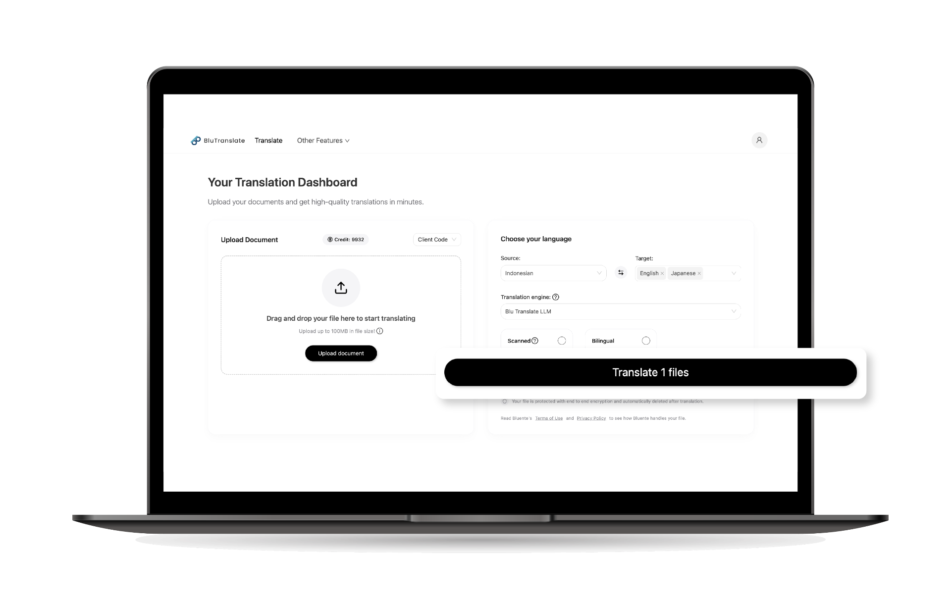Step 3: Download translated PDF showing the final dashboard with translation complete