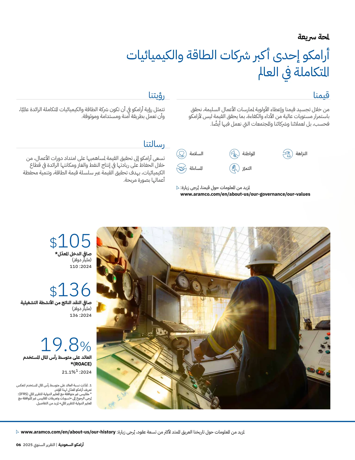 Arabic output, Saudi Aramco annual report excerpt, PDF page 8 of 11